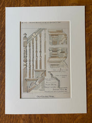 Kings Chapel, Pulpit Details, Boston, MA, 1886, Hand Colored Originall -