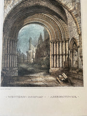 Abbey, Western Doorway, Aberbrothwick, Scotland, 1890, Hand Colored Original -