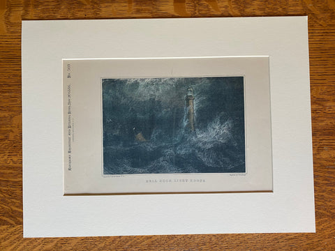 Bell Rock Lighthouse, Angus, Scotland, 1886, Stevenson, Hand Colored Original -