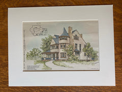 House at Bangor, ME, 1893, Cook Hapgood & Co, Original Hand Colored -
