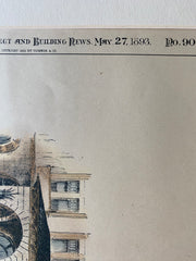 Casa Alameda, NY, 1893, Glover & Carre, Original Hand Colored -