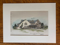 House for Wendell & Smith, Overlook, PA, 1893, Original Hand Colored -