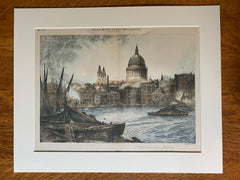 St Paul's Cathedral, Bankside View, London, 1886, Hand Colored Original -