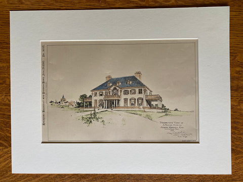 Joseph Merrill House, Little Boars Head, NH, 1895, Original Hand Colored -
