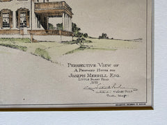 Joseph Merrill House, Little Boars Head, NH, 1895, Original Hand Colored -