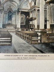 St John Chrysostum, Philadelphia, 1899, Baily & Truscott, Original Hand Colored -