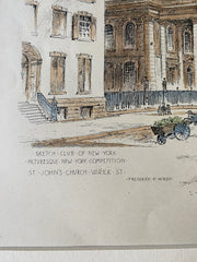 St Johns Church, Varick St, New York, NY, 1894, Original Hand Colored -