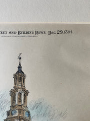 St Johns Church, Varick St, New York, NY, 1894, Original Hand Colored -