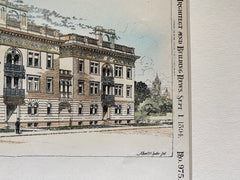 Imperial Apartments, Minneapolis, MN, 1894, Harry Jones, Original Hand Colored -