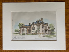 Miss E S Van Winkle House, Morristown, NJ, 1894, Original Hand Colored -