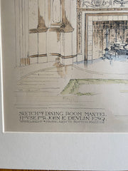 John E Devlin House, Boston, MA, 1895, Wheelwright et al., Original Hand Colored -