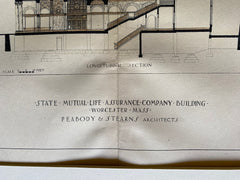 State Mutual Life Assurance, Worcester, MA, 1895, Original Hand Colored -