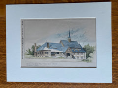 Grove Hall Universalist Church, Dorcester, MA, 1894, Original Hand Colored -