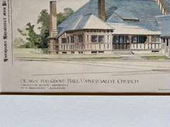 Grove Hall Universalist Church, Dorcester, MA, 1894, Original Hand Colored -