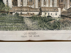 St. Peter's Basilica, Vatican City, Rome, 1894, Original Hand Colored -