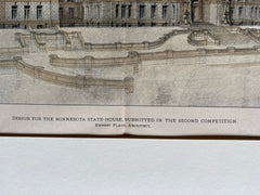 Minnesota State House, St Paul, MN, 1895, Ernest Flagg, Original Hand Colored -
