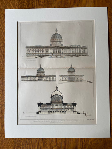 Minnesota State House, St Paul, MN, 1895, Wyatt & Nolting, Original Hand Colored -