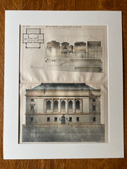 Fall River Public Library, MA, 1895, Abbott & Tompkins, Original Hand Colored -