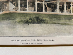 Golf Country Club, Ridgefield, CT, 1896, William Bates, Original Hand Colored -