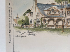 Edgemont, S J Macy House, Avon, Genesse Valley, NY, 1896, Original Hand Colored -