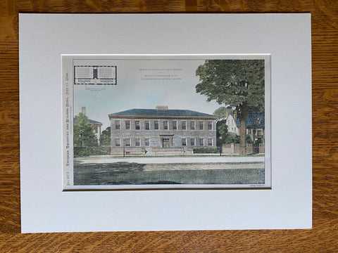 School on Boylston Street, Brookline, MA, 1896, Original Hand Colored -