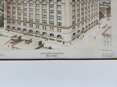 Appraisers Warehouse, New York, 1896, Wm Martin Allen, Original Hand Colored -