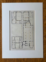 Grace Chapel and Mission, Floor Plans, 14th Street, New York, 1896, Original Hand Colored -