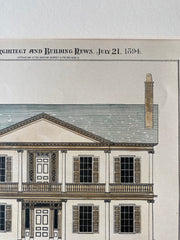 Folger House, Geneva, Genesee Valley, NY, 1894, Hand Colored Original -