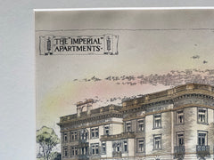 Imperial Apartments, Minneapolis, MN, 1894, Harry Jones, Hand Colored Original -