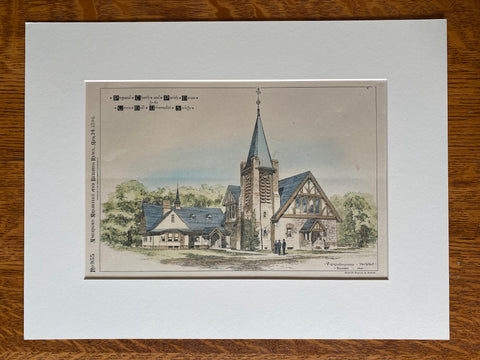 Grove Hall Universalist Society, Dorchester, MA, 1894, Original Hand Colored -