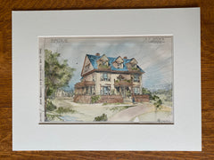 J A Hanley Residence, Clayton, MO, 1896, F S Bonsack, Original Hand Colored -