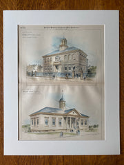 Primary Schools, Boston, MA, 1894, E Wheelwright, Original Hand Colored -