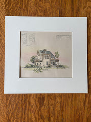 Ezra Vail Cottage, Williamstown, MA, 1894, F R Comstock, Original Hand Colored