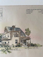 Ezra Vail Cottage, Williamstown, MA, 1894, F R Comstock, Original Hand Colored