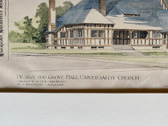 Grove Hall Universalist Church, Dorcester, MA, 1894, Francis Allen, Original Hand Colored
