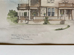 Country House at Ridley Park, PA, 1894, Rankin & Kellogg, Original Hand Colored