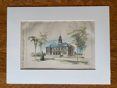 Town Hall, Billerica, Massachusetts, 1894, Warren & Bacon, Original Hand Colored