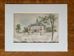 Billerica Town Hall, MA, 1894, Chapman & Frazer, Original Hand Colored