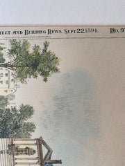 Billerica Town Hall, MA, 1894, Chapman & Frazer, Original Hand Colored