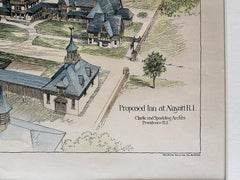 Inn at Nayatt, RI, 1894, Clarke & Spaulding, Hand Colored Original -