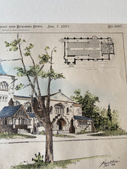 Church of the Ascension, Pittsburgh, PA, 1897, Original Hand Colored