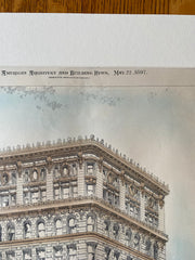 Brazer Building, Boston, MA, 1897, Cass Gilbert, Original Hand Colored