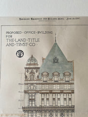 Land Title and Trust, Chestnut St, Boston, MA, 1897, Kennedy Hays & Kelsey, Original Hand Colored