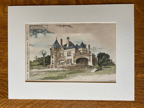 William Donaldson House, Minneapolis, MN, 1897, Louis L Long, Original Hand Colored