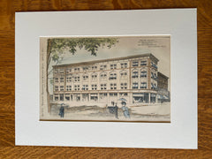 Brewer Building, Front & Carlton Sts, Worcester, MA, 1897, George Clemence, Original Hand Colored