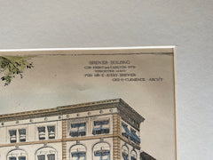 Brewer Building, Front & Carlton Sts, Worcester, MA, 1897, George Clemence, Original Hand Colored