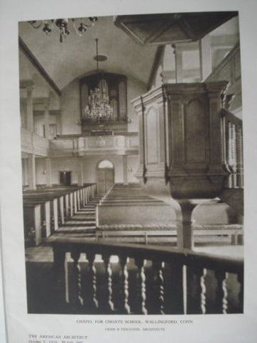 Chapel for Choate School, Interior in Wallingford, CT, 1926. Cram & Ferguson