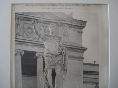 Statue of Augustus: World's Columbian Exhibition in Chicago IL, 1894. Gelatine