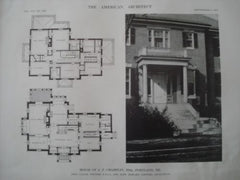 House of A. P. Champlin, Esq. Exterior, in Portland ME, 1913. John C. Stevens & John H. Stevens