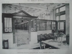 Knickerbocker Trust Company, Banking Offices, New York, NY, 1911, Lithograph. McKim, Mead & White.